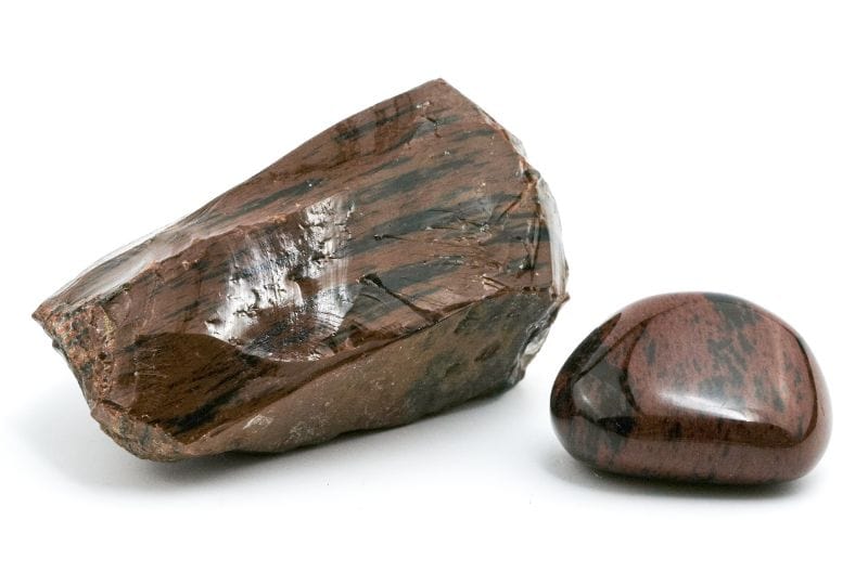 mahonie obsidiaan ruw en gepolijst