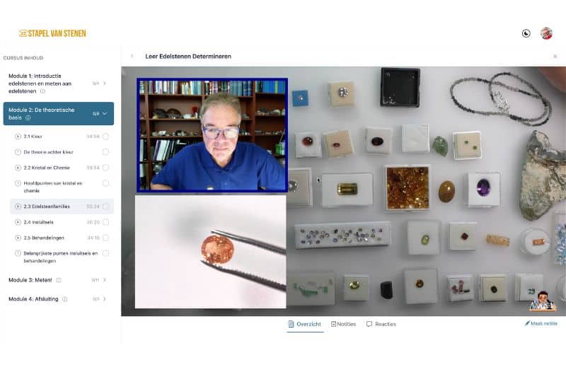 cursus edelstenen - schermafbeelding les edelsteenfamilies