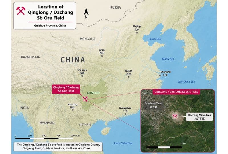 Qinlong Dachang Sb orefield location