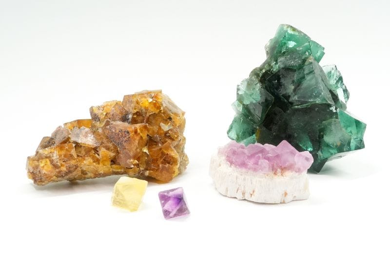 Recognizing and identifying minerals - Fluorite in Various Colors